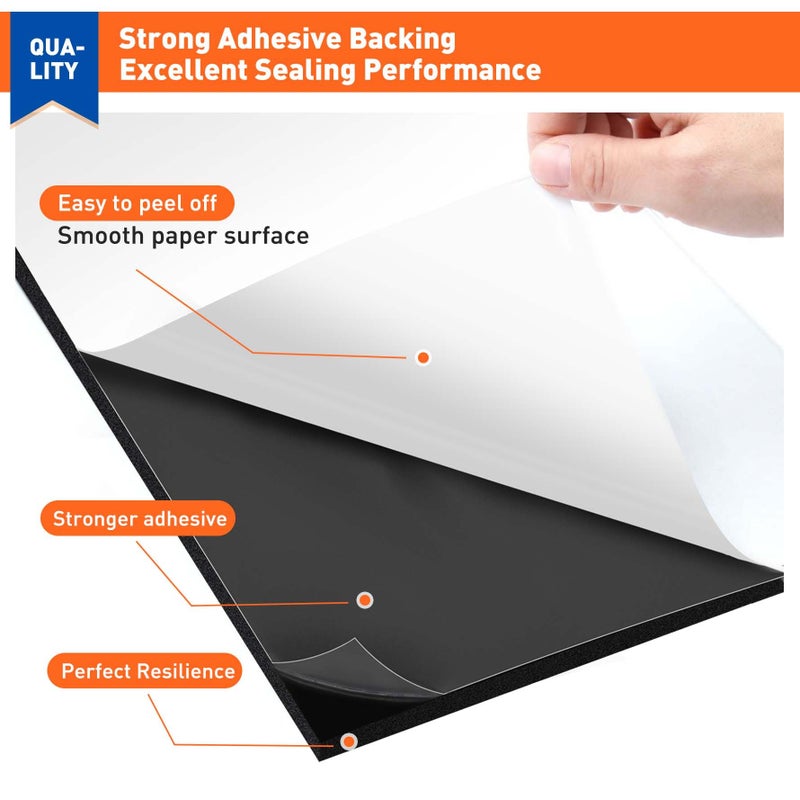 MAGZO 5Pcs Adhesive Foam Padding 1/8 in Thick X 12 in X 8 in,Closed Cell Foam Sheets Neoprene Rubber Self Stick Pads Anti Vibration Pads,Black (12in x 8in x 1/8in, 5Pcs) - Image 3